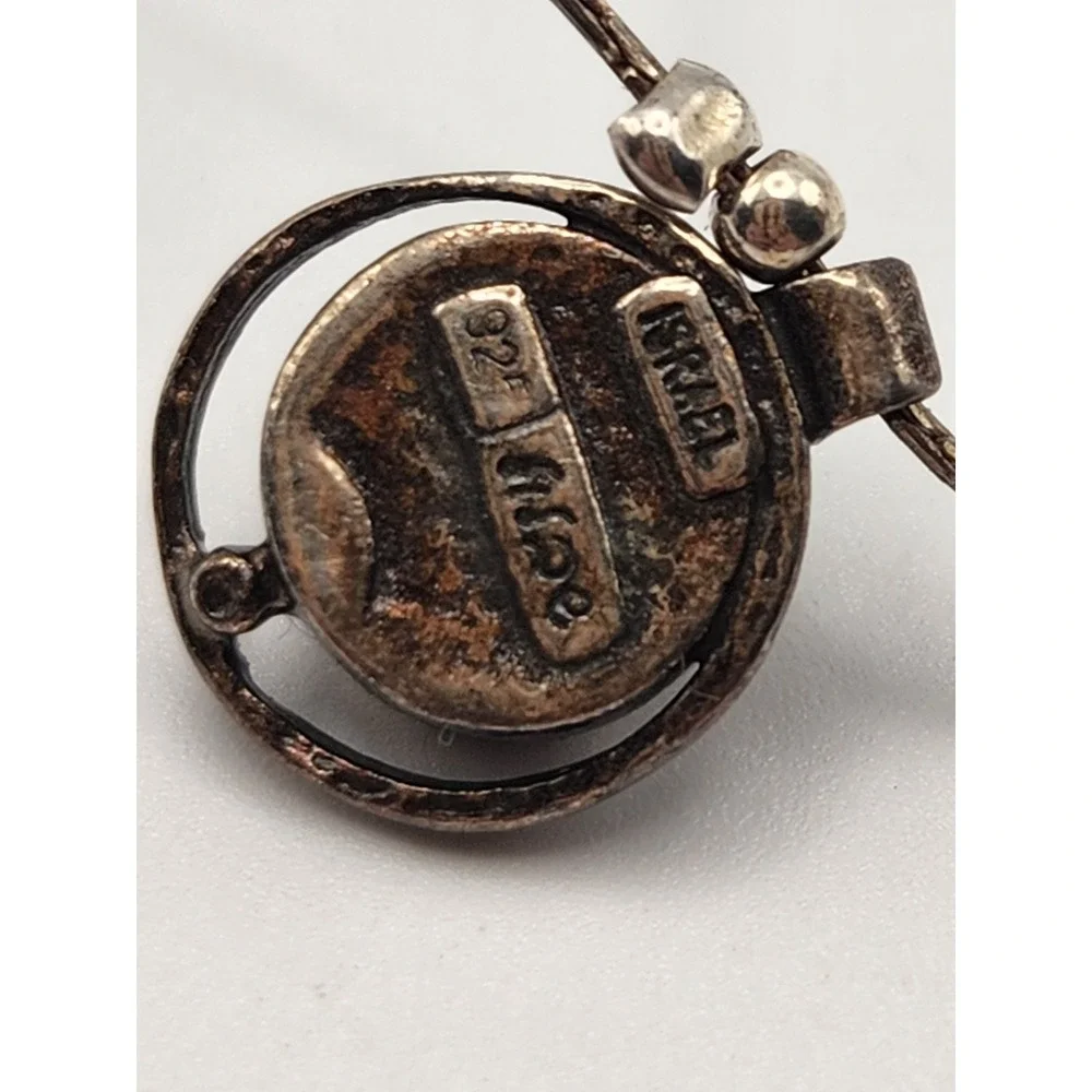 Hagar Satat Israel Sterling Silver 925 Pearl Station Necklace Pendant 17 Inch‎